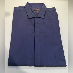 NWT Zara Dark Blue Dress Shirt slim fit size L